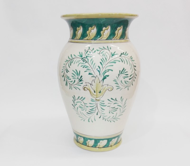 Vaso portaombrelli Deruta Verde Ceramica dipinta a mano Ceramiche Ficola  Outlet